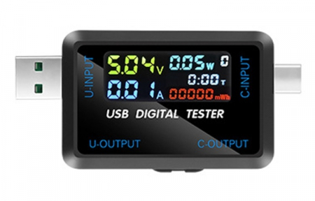 iSEN 6527-Q USB Digital Tester Negru, USB A, USB Type-C  Ecran LCD [1]