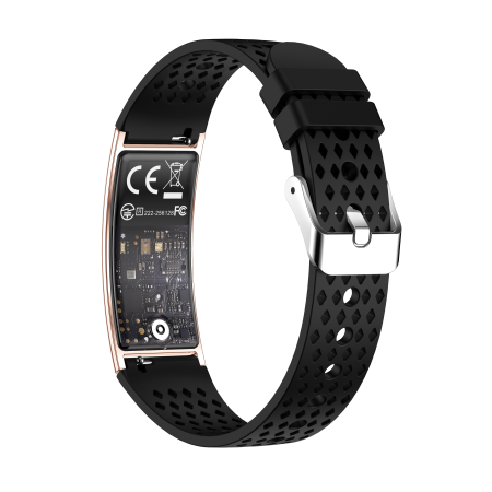 iSEN B8 Smart Watch, Pink with Black bracelet, Silicone, Heart Rate & Blood Oxygen Monitoring, Pressure Detection, Sleep & Activity Tracking, Female Health, 33mAh, BLE 5.3, Magnetic Charging