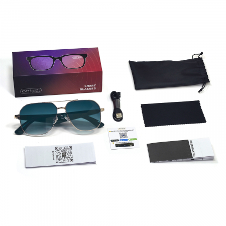 Smart Sunglasses iSEN GY100, Blue Lenses, AI Real-Time Translation, Polarized Lenses, Microphone, Dual Speakers, Bluetooth, Music, Calls, Voice Assistance, Remote Camera, Magnetic Charging [3]