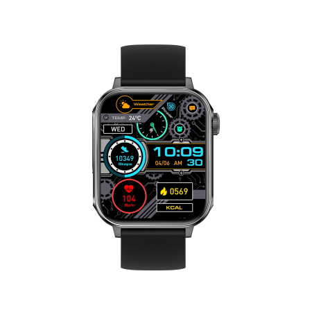 iSEN V96 Okosóra, Fekete, 1.83" HD, Pulzusszám, Vérnyomás, Véroxigén (SpO2), Hívás Funkció, 280 mAh, IP67, Szilikon Szíj, DaFit Alkalmazás, Zenevezérlés, Időjárás, Android 5.2 / iOS 9.0 [12]