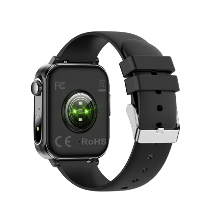 iSEN V96 Okosóra, Fekete, 1.83" HD, Pulzusszám, Vérnyomás, Véroxigén (SpO2), Hívás Funkció, 280 mAh, IP67, Szilikon Szíj, DaFit Alkalmazás, Zenevezérlés, Időjárás, Android 5.2 / iOS 9.0 [16]