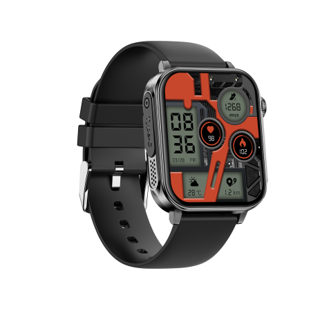 iSEN V96 Okosóra, Fekete, 1.83" HD, Pulzusszám, Vérnyomás, Véroxigén (SpO2), Hívás Funkció, 280 mAh, IP67, Szilikon Szíj, DaFit Alkalmazás, Zenevezérlés, Időjárás, Android 5.2 / iOS 9.0 [9]