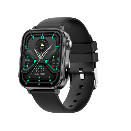 Smartwatch - iSEN V96 Smartwatch, Negru, 1.83" HD, Ritm Cardiac, Tensiune Arteriala, Oxigen in Sange (SpO2), Functie Apel, 280 mAh, IP67, Curea Silicon, Aplicatia DaFit, Control Muzica, Vreme, Android 5.2 / iOS 9