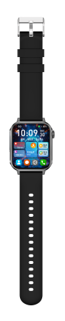 iSEN V96 Okosóra, Fekete, 1.83" HD, Pulzusszám, Vérnyomás, Véroxigén (SpO2), Hívás Funkció, 280 mAh, IP67, Szilikon Szíj, DaFit Alkalmazás, Zenevezérlés, Időjárás, Android 5.2 / iOS 9.0 [25]