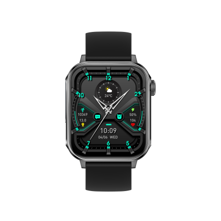 iSEN V96 Okosóra, Fekete, 1.83" HD, Pulzusszám, Vérnyomás, Véroxigén (SpO2), Hívás Funkció, 280 mAh, IP67, Szilikon Szíj, DaFit Alkalmazás, Zenevezérlés, Időjárás, Android 5.2 / iOS 9.0 [11]