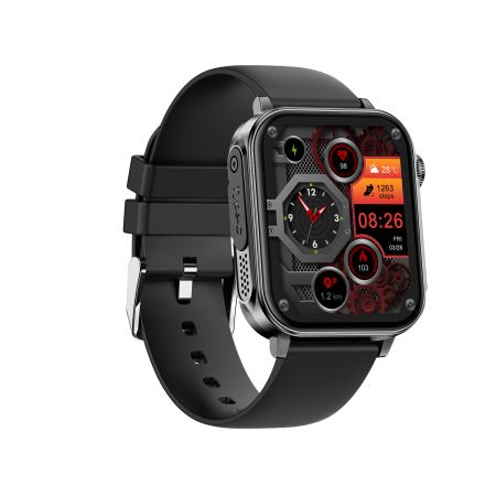 iSEN V96 Okosóra, Fekete, 1.83" HD, Pulzusszám, Vérnyomás, Véroxigén (SpO2), Hívás Funkció, 280 mAh, IP67, Szilikon Szíj, DaFit Alkalmazás, Zenevezérlés, Időjárás, Android 5.2 / iOS 9.0 [10]