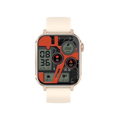 iSEN V96 Okosóra, Krém, 1.83" HD, Pulzusszám, Vérnyomás, Véroxigén (SpO2), Hívás Funkció, 280 mAh, IP67, Szilikon Szíj, DaFit Alkalmazás, Zenevezérlés, Időjárás, Android 5.2 / iOS 9.0 [8]