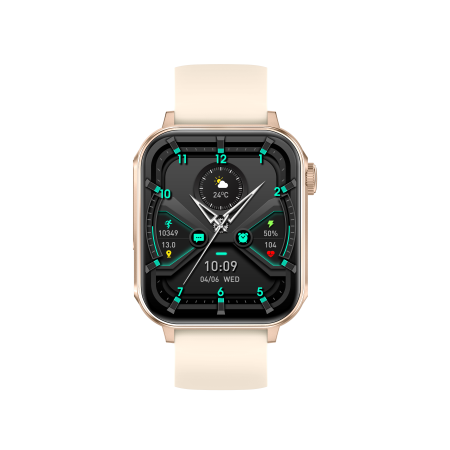 iSEN V96 Okosóra, Krém, 1.83" HD, Pulzusszám, Vérnyomás, Véroxigén (SpO2), Hívás Funkció, 280 mAh, IP67, Szilikon Szíj, DaFit Alkalmazás, Zenevezérlés, Időjárás, Android 5.2 / iOS 9.0 [6]