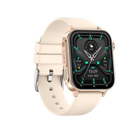 iSEN V96 Okosóra, Krém, 1.83" HD, Pulzusszám, Vérnyomás, Véroxigén (SpO2), Hívás Funkció, 280 mAh, IP67, Szilikon Szíj, DaFit Alkalmazás, Zenevezérlés, Időjárás, Android 5.2 / iOS 9.0 [2]