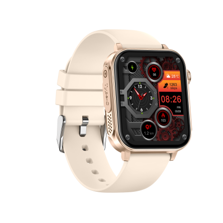 iSEN V96 Okosóra, Krém, 1.83" HD, Pulzusszám, Vérnyomás, Véroxigén (SpO2), Hívás Funkció, 280 mAh, IP67, Szilikon Szíj, DaFit Alkalmazás, Zenevezérlés, Időjárás, Android 5.2 / iOS 9.0 [5]