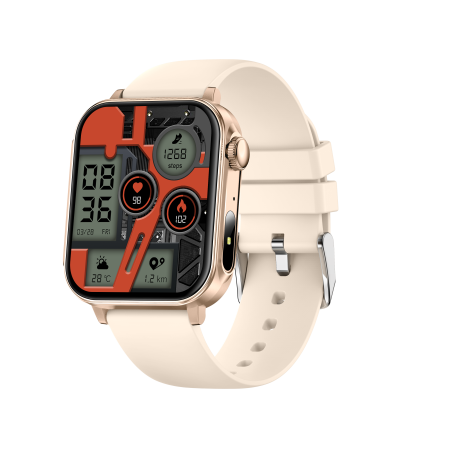 iSEN V96 Okosóra, Krém, 1.83" HD, Pulzusszám, Vérnyomás, Véroxigén (SpO2), Hívás Funkció, 280 mAh, IP67, Szilikon Szíj, DaFit Alkalmazás, Zenevezérlés, Időjárás, Android 5.2 / iOS 9.0 [1]