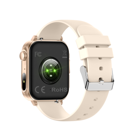 iSEN V96 Okosóra, Krém, 1.83" HD, Pulzusszám, Vérnyomás, Véroxigén (SpO2), Hívás Funkció, 280 mAh, IP67, Szilikon Szíj, DaFit Alkalmazás, Zenevezérlés, Időjárás, Android 5.2 / iOS 9.0 [9]