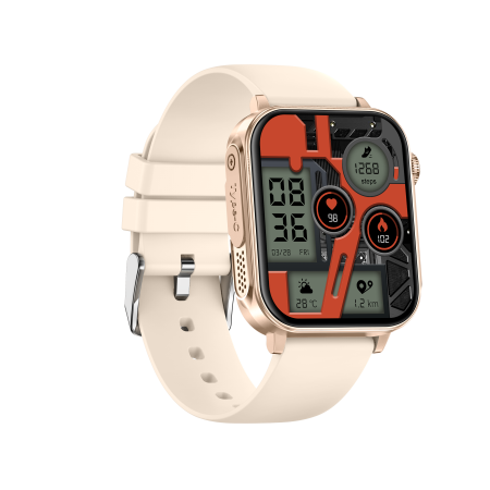 iSEN V96 Okosóra, Krém, 1.83" HD, Pulzusszám, Vérnyomás, Véroxigén (SpO2), Hívás Funkció, 280 mAh, IP67, Szilikon Szíj, DaFit Alkalmazás, Zenevezérlés, Időjárás, Android 5.2 / iOS 9.0 [4]