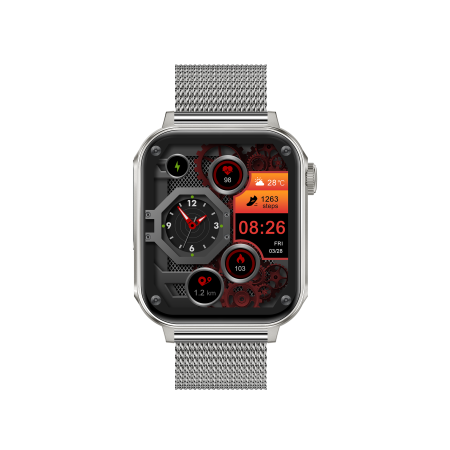 iSEN V96 Smartwatch, Grey, 1.83" HD, Heart Rate, Blood Pressure, Blood Oxygen (SpO2), Call Function, 280 mAh, IP67, Metal Strap, DaFit App, Music control, Weather, Android 5.2 / iOS 9.0 [10]