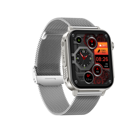 iSEN V96 Smartwatch, Grey, 1.83" HD, Heart Rate, Blood Pressure, Blood Oxygen (SpO2), Call Function, 280 mAh, IP67, Metal Strap, DaFit App, Music control, Weather, Android 5.2 / iOS 9.0 [6]