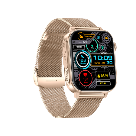 iSEN V96 Smartwatch, Gold, 1.83" HD, Heart Rate, Blood Pressure, Blood Oxygen (SpO2), Call Function, 280 mAh, IP67, Metal Strap, DaFit App, Music control, Weather, Android 5.2 / iOS 9.0 [4]