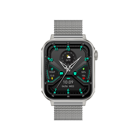 iSEN V96 Smartwatch, Grey, 1.83" HD, Heart Rate, Blood Pressure, Blood Oxygen (SpO2), Call Function, 280 mAh, IP67, Metal Strap, DaFit App, Music control, Weather, Android 5.2 / iOS 9.0 [7]