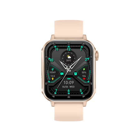 iSEN V96 Okosóra, Arany, 1.83" HD, Pulzusszám, Vérnyomás, Véroxigén (SpO2), Hívás Funkció, 280 mAh, IP67, Szilikon Szíj, DaFit Alkalmazás, Zenevezérlés, Időjárás, Android 5.2 / iOS 9.0 [5]