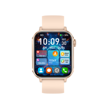 iSEN V96 Okosóra, Arany, 1.83" HD, Pulzusszám, Vérnyomás, Véroxigén (SpO2), Hívás Funkció, 280 mAh, IP67, Szilikon Szíj, DaFit Alkalmazás, Zenevezérlés, Időjárás, Android 5.2 / iOS 9.0 [7]