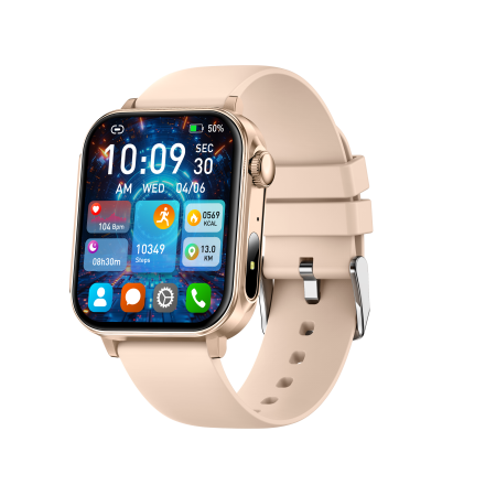 iSEN V96 Okosóra, Arany, 1.83" HD, Pulzusszám, Vérnyomás, Véroxigén (SpO2), Hívás Funkció, 280 mAh, IP67, Szilikon Szíj, DaFit Alkalmazás, Zenevezérlés, Időjárás, Android 5.2 / iOS 9.0 [2]