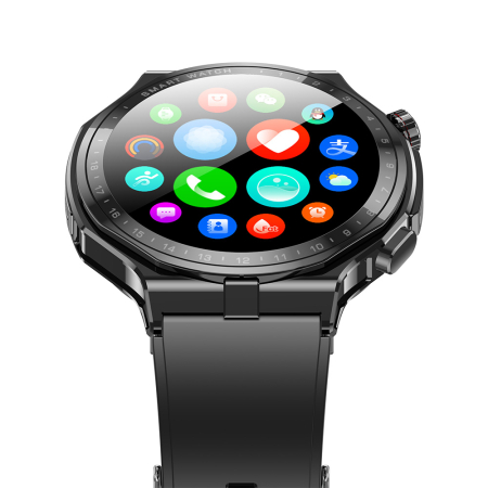 Smartwatch - iSEN AD300 Smartwatch, Slot SIM 4G, Negru, 1.43" AMOLED, Descarcare Aplicatii, Monitorizare Sanatate, Moduri Sport, Bluetooth, Wi-Fi, Vreme, Muzica, NFC, GPS, 660mAh, Android 6.0 / iOS 10.2