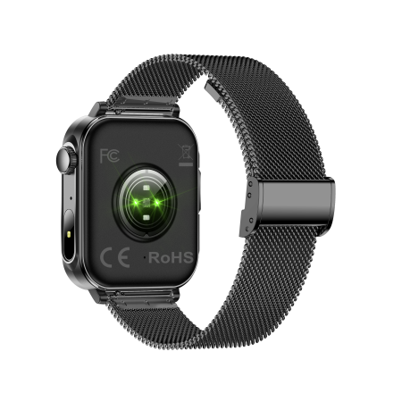 iSEN V96 Smartwatch, Negru, 1.83" HD, Ritm Cardiac, Tensiune Arteriala, Oxigen in Sange (SpO2), Functie Apel, 280 mAh, IP67, Curea Metal, Aplicatia DaFit, Control Muzica, Vreme, Android 5.2 / iOS 9 [12]