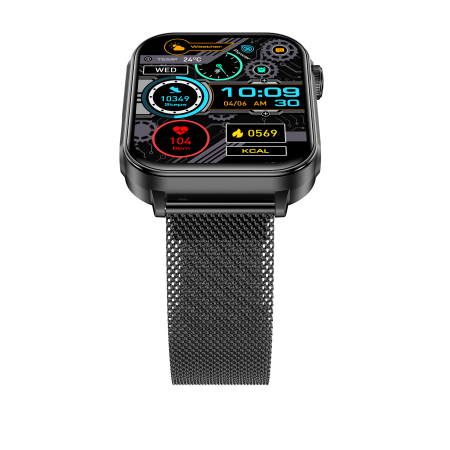 iSEN V96 Smartwatch, Negru, 1.83" HD, Ritm Cardiac, Tensiune Arteriala, Oxigen in Sange (SpO2), Functie Apel, 280 mAh, IP67, Curea Metal, Aplicatia DaFit, Control Muzica, Vreme, Android 5.2 / iOS 9 [16]