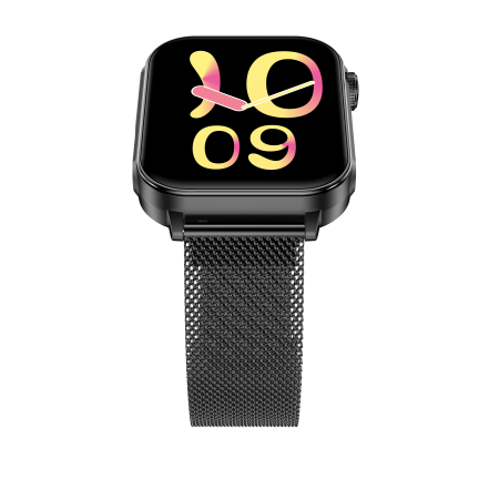 iSEN V96 Smartwatch, Negru, 1.83" HD, Ritm Cardiac, Tensiune Arteriala, Oxigen in Sange (SpO2), Functie Apel, 280 mAh, IP67, Curea Metal, Aplicatia DaFit, Control Muzica, Vreme, Android 5.2 / iOS 9 [18]