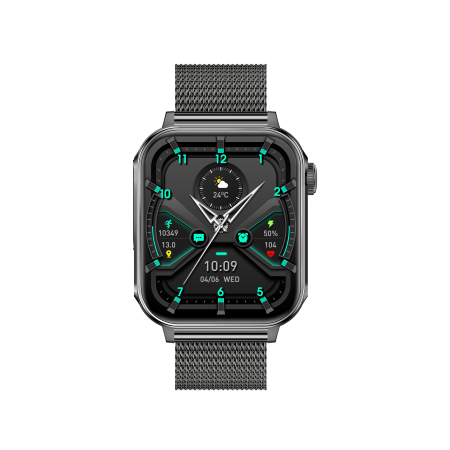 iSEN V96 Smartwatch, Negru, 1.83" HD, Ritm Cardiac, Tensiune Arteriala, Oxigen in Sange (SpO2), Functie Apel, 280 mAh, IP67, Curea Metal, Aplicatia DaFit, Control Muzica, Vreme, Android 5.2 / iOS 9 [8]