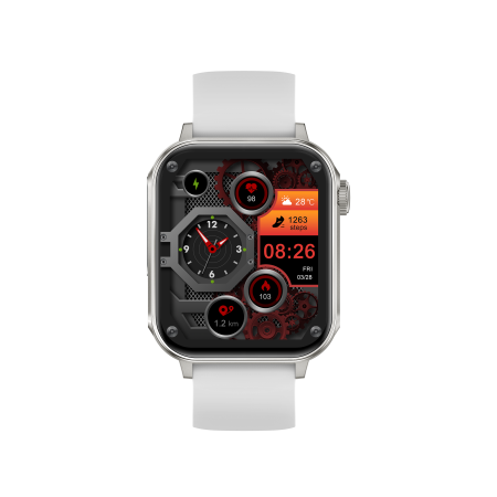 iSEN V96 Smartwatch, Alb, 1.83" HD, Ritm Cardiac, Tensiune Arteriala, Oxigen in Sange (SpO2), Functie Apel, 280 mAh, IP67, Curea Silicon, Aplicatia DaFit, Control Muzica, Vreme, Android 5.2 / iOS 9 [12]