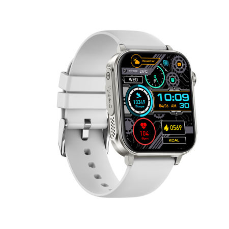 iSEN V96 Smartwatch, Alb, 1.83" HD, Ritm Cardiac, Tensiune Arteriala, Oxigen in Sange (SpO2), Functie Apel, 280 mAh, IP67, Curea Silicon, Aplicatia DaFit, Control Muzica, Vreme, Android 5.2 / iOS 9 [5]