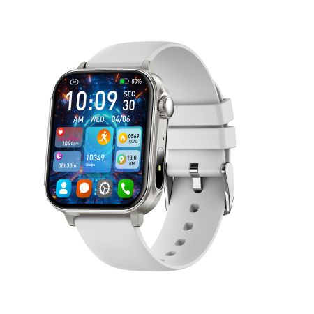 iSEN V96 Smartwatch, Alb, 1.83" HD, Ritm Cardiac, Tensiune Arteriala, Oxigen in Sange (SpO2), Functie Apel, 280 mAh, IP67, Curea Silicon, Aplicatia DaFit, Control Muzica, Vreme, Android 5.2 / iOS 9 [2]
