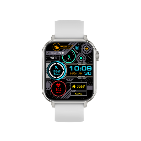 iSEN V96 Smartwatch, Alb, 1.83" HD, Ritm Cardiac, Tensiune Arteriala, Oxigen in Sange (SpO2), Functie Apel, 280 mAh, IP67, Curea Silicon, Aplicatia DaFit, Control Muzica, Vreme, Android 5.2 / iOS 9 [9]