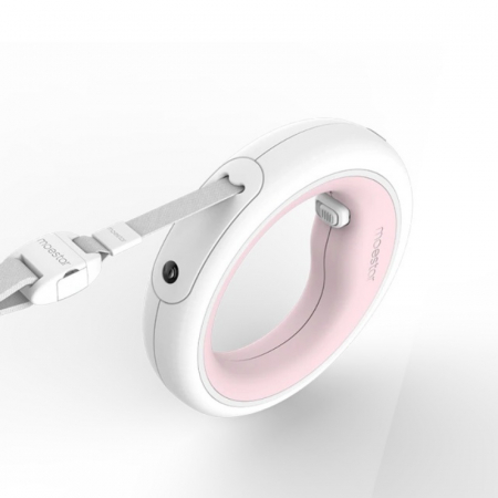 Lifestyle - Lesa retractabila tip inel Xiaomi MoeStar UFO 2 Plus Roz, Max 30Kg, Coarda elastica de 3 metri cu blocaj, Tensiune 950N, Lanterna LED