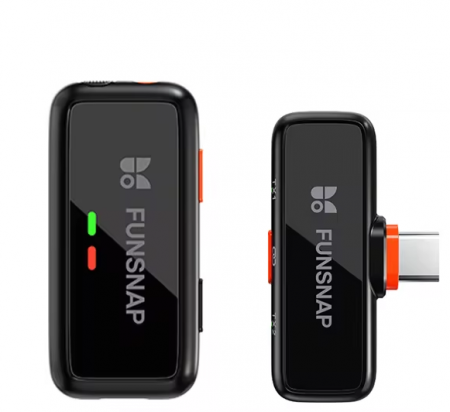 Funsnap S6 Standard vezeték nélküli lavalier mikrofon, Fekete, 360° hangzás, Zajcsökkentés, Kompatibilitás: iPhone, iPad, Android, DSLR, PC [1]