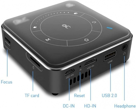 Mini proiector portabil DLP CSQ C99 Gri, 120", 3D, Decodare 4K, 2GB RAM, 16GB ROM, Android 9, Wifi 2.4/5G, Bluetooth 5, QuadCore, 3000mAh [1]