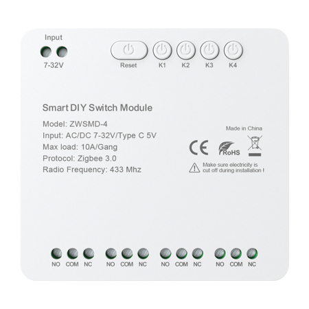 Gadgets - Modul de comutare ZigBee cu 4 canale cu contact fara tensiune DC 32V Avatto ZWSMMD-4-32V