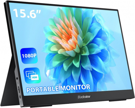 Gadgets - Blackview Table 8 hordozható monitor - 15,6" gaming monitor laptophoz, 1080P FHD számítógép monitor USB-C HDMI laptop kijelző bővítő, HDR IPS kijelző okos tokkal és hangszórókkal laptophoz