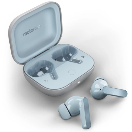 Casti Wireless - Căști In-Ear Motorola Moto Buds, Albastru, True Wireless, Dolby Atmos, ANC, Bluetooth 5.3, 42h Autonomie