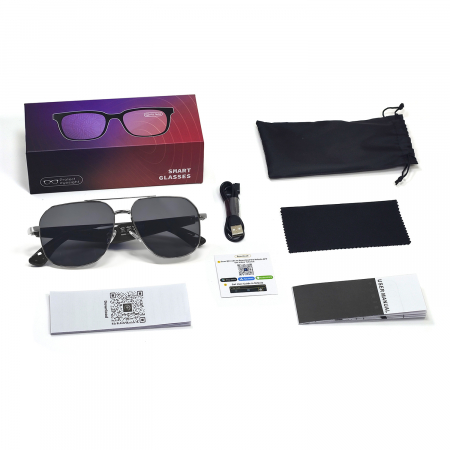 Ochelari Smart iSEN GY100, Lentile Negre Polarizate, Traducere AI in Timp Real, Microfon, Difuzoare, Bluetooth, Muzica, Apeluri, Asistenta Vocala, Control Camera la Distant, Incarcare Magnetica [6]
