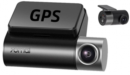 Pachet camera auto DVR Xiaomi 70MAI A500S-1 Dash Cam Pro Plus cu camera spate RC06, 2.7K 1944p, IPS 2.0", 140 FOV, ADAS, GPS, Night Vision