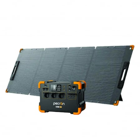Energiatermelő állomások - Elektromos energiatermelő állomások - Csomag Hordozható elektromos töltőállomás PECRON E2000LFP, 1920Wh, 2000W, 230V, Gyors Töltés, LiFePO4, Kettős MPPT Vezérlő, BMS Védelem + PECRON PV200 Hordozható Napelemes Panel, 200W