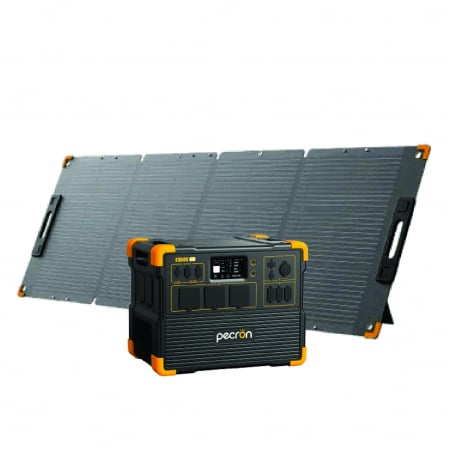 Energiatermelő állomások - Elektromos energiatermelő állomások - Csomag Hordozható elektromos töltőállomás PECRON E3600LFP, 3072Wh (bővíthető akár 15360Wh-ig), 3600W, 230V, szupergyors töltés, LiFePO4, dupla MPPT, BMS + PECRON PV200 Hordozható Napelemes Panel, 200W