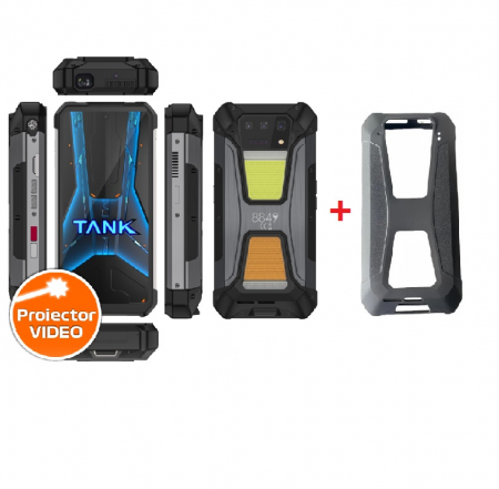 Telefoane Rezistente - Pachet telefon mobil Unihertz 8849 Tank 2 Pro + husa, 4G, 6.81" FHD+, 120Hz, Proiector Video, 24GB RAM (12GB + 12GB extensibili), 512GB ROM, 108MP, Android 14, NFC, 23800mAh, Dual SIM