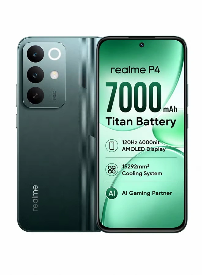 Mobile Phones - Realme P4 256GB, 8GB, Dual Sim, 4G, Racing Green