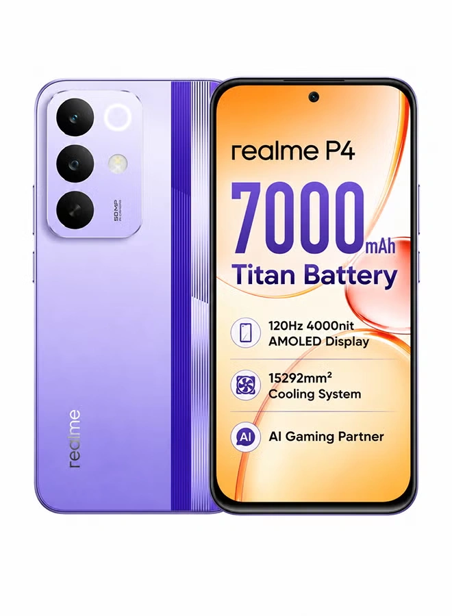 Mobile Phones - Realme P4 256GB, 8GB, Dual Sim, 4G, Racing Purple