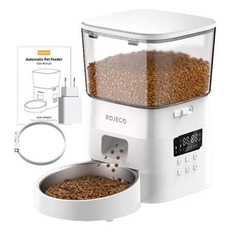 Rojeco 2L Automatic Pet Feeder Button Version (White) [1]