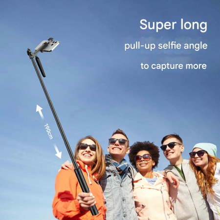 Selfie Stick Trepied Extensibil iSEN A81S Negru, 1900mm, Rotatie universala, Telecomanda Bluetooth Detasabila, Maner Anti-vibratii, 120mAh [4]