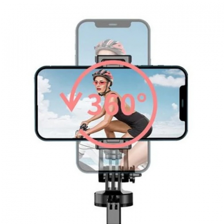 Selfie stick kihúzható állvány iSEN L16 fekete, 1530 mm, 1/4 port, levehető bluetooth távirányító, lengő fogantyú, 120 mAh [3]