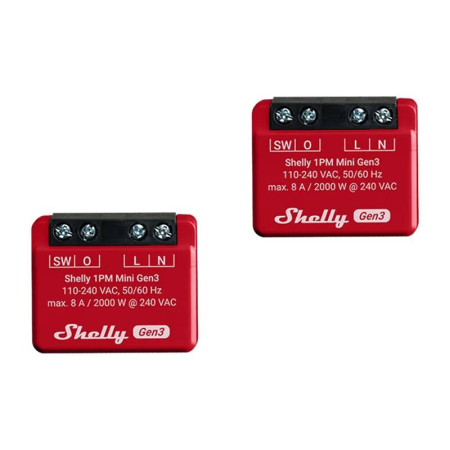 Smart Home - Set de 2 controlere Shelly 1PM Mini Gen3